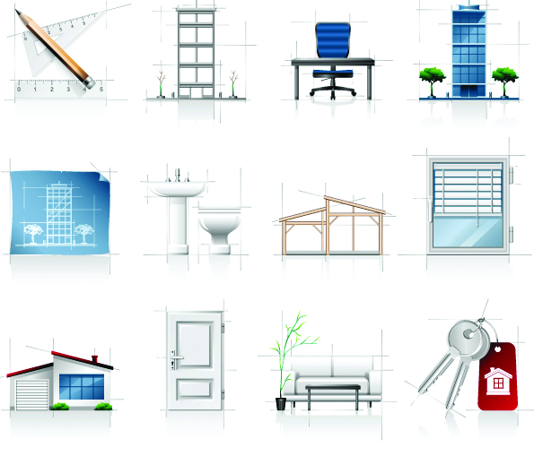 free vector Interior architectural sketches icon vector